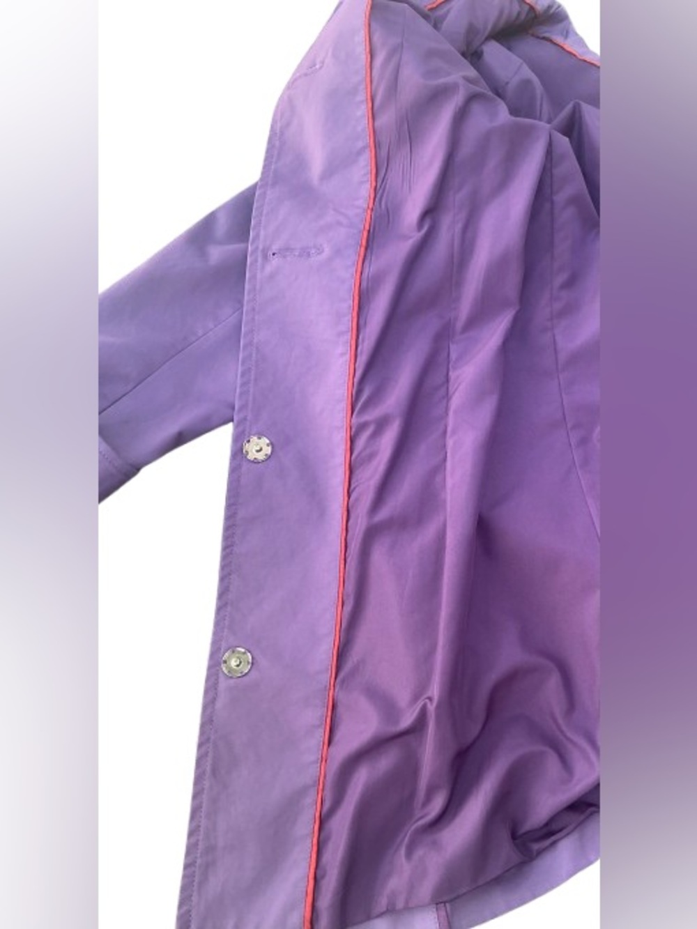 2XPOSE Purple Belted Trench Coat Jacket Medium Statement Buttons Mid-Length - Picture 6 of 11